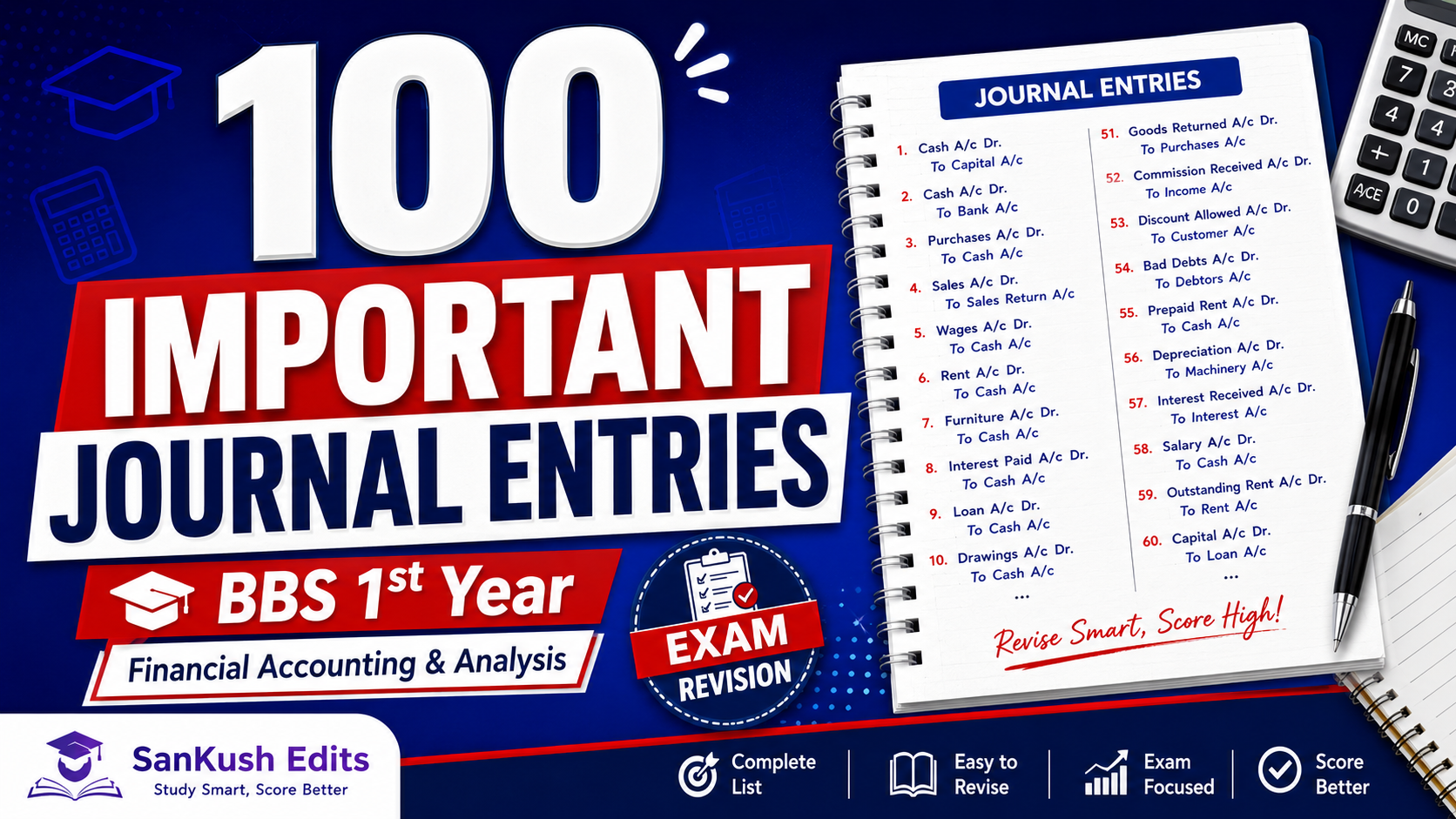 100 Important Journal Entries for BBS 1st Year | SanKush Edits