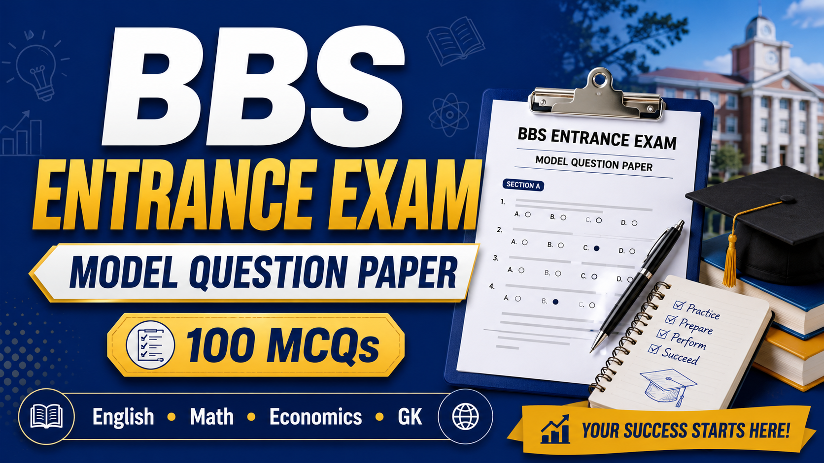 BBS Entrance Exam Model Question Paper 2083 PDF | 100 MCQs with English, Math, Economics and GK